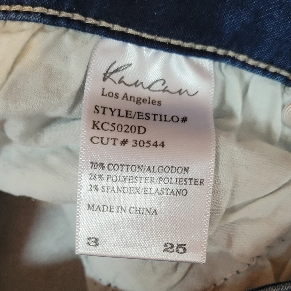 KanCan Bermuda Shorts Dark Wash Whiskering Size 25